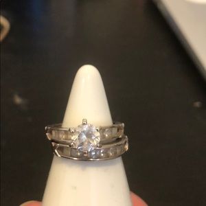 White sapphire sterling silver ring